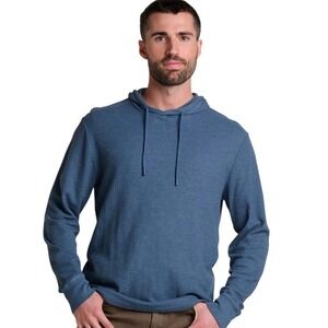 TOAD & CO Men's Blue Framer II Waffle Knit Long Sleeve Hoodie | EUC